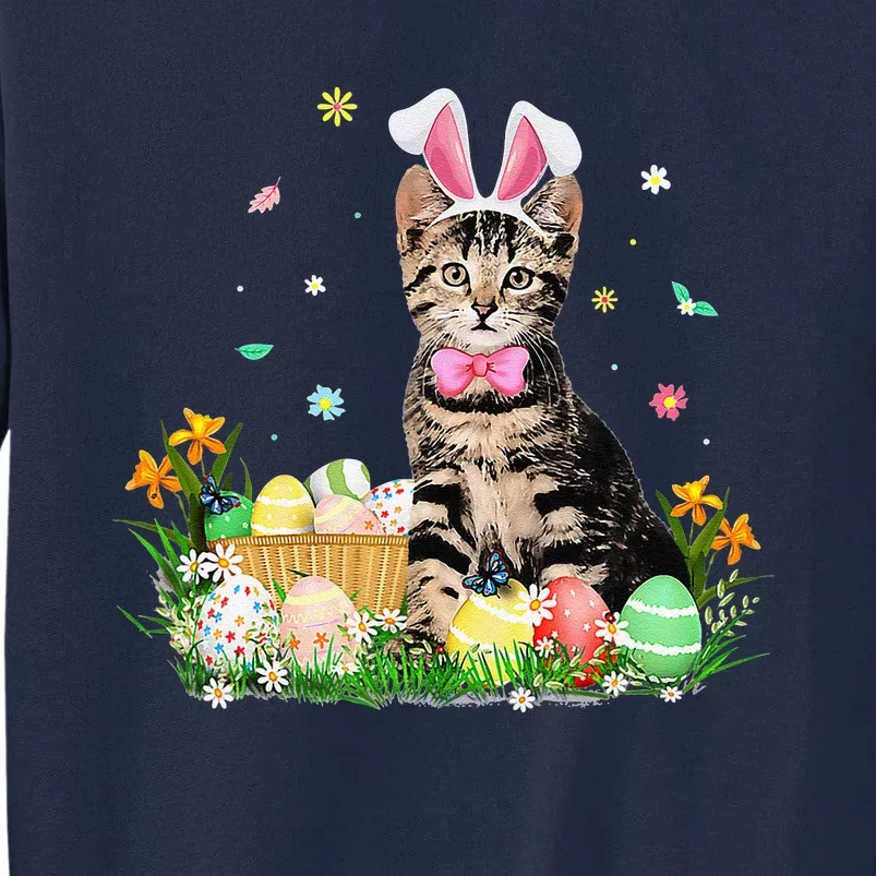 Cute Cat Easter Day Bunny Eggs Costume Gift Funny Tall Sweatshirt