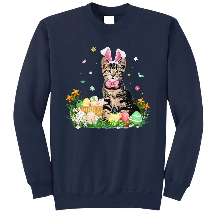 Cute Cat Easter Day Bunny Eggs Costume Gift Funny Tall Sweatshirt