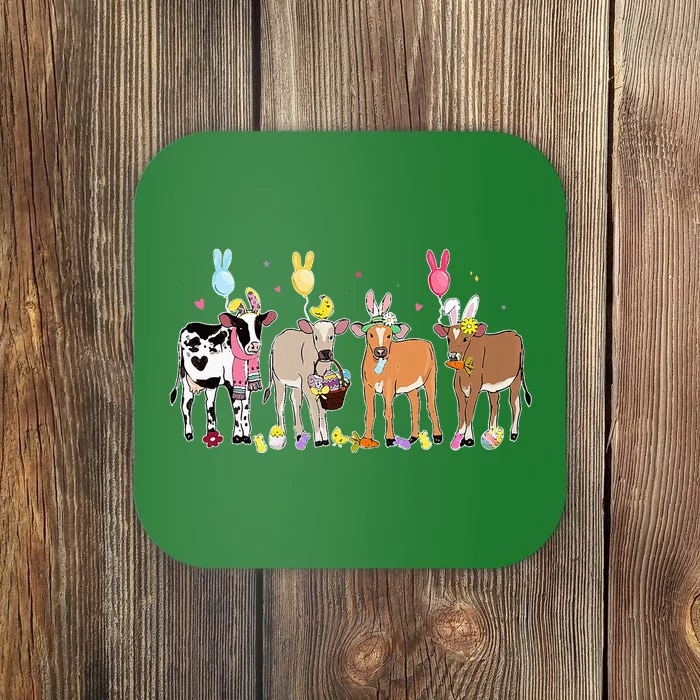 Cute Cow Easter Day Farm Animals Easter Eggs Bunny Coaster