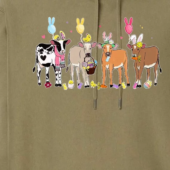 Cute Cow Easter Day Farm Animals Easter Eggs Bunny Premium Hoodie