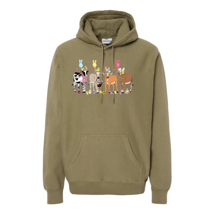 Cute Cow Easter Day Farm Animals Easter Eggs Bunny Premium Hoodie