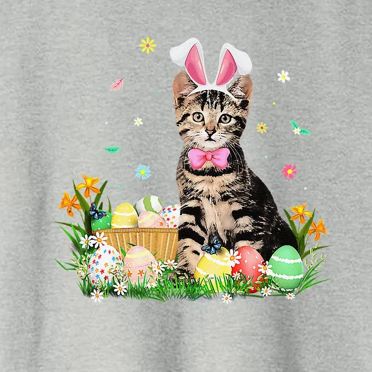 Cute Cat Easter Day Bunny Eggs Costume Gifts Womens Women's Crop Top Tee