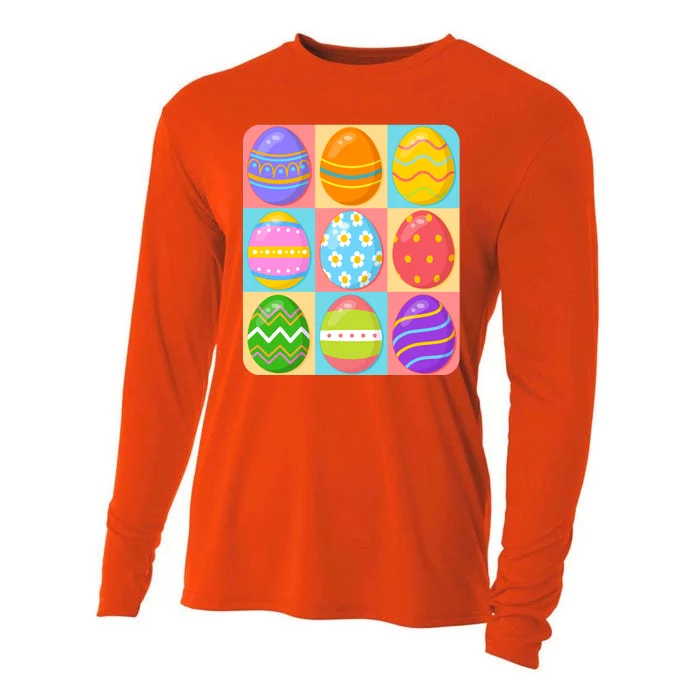 Cute Colorful Easter Egg Pop Art Cooling Performance Long Sleeve Crew