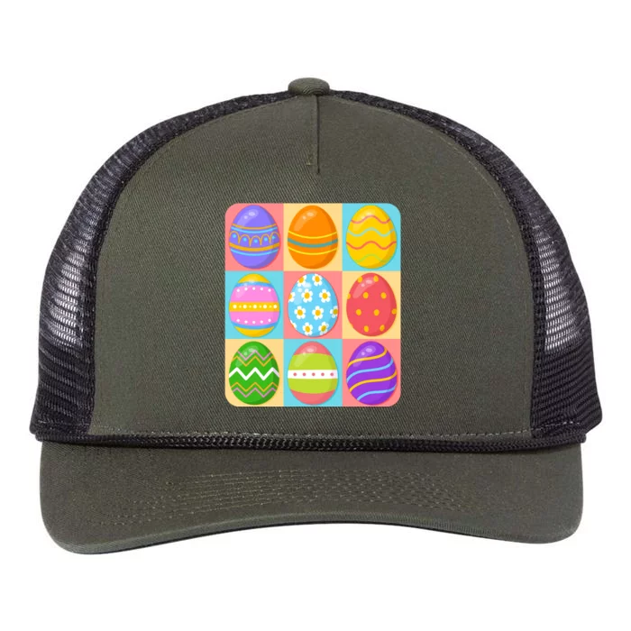 Cute Colorful Easter Egg Pop Art Retro Rope Trucker Hat Cap