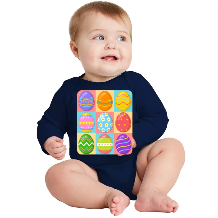 Cute Colorful Easter Egg Pop Art Baby Long Sleeve Bodysuit