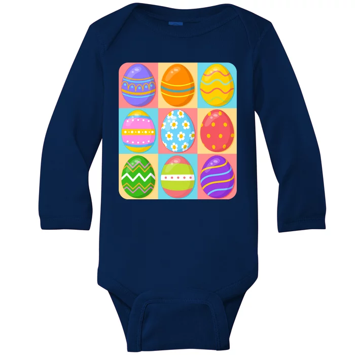 Cute Colorful Easter Egg Pop Art Baby Long Sleeve Bodysuit