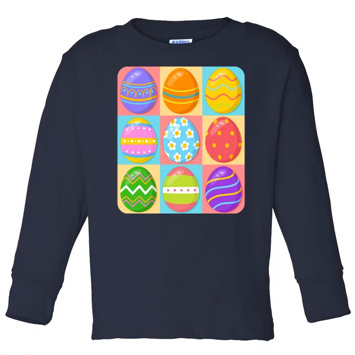 Cute Colorful Easter Egg Pop Art Toddler Long Sleeve Shirt