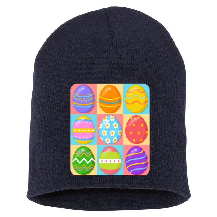 Cute Colorful Easter Egg Pop Art Short Acrylic Beanie