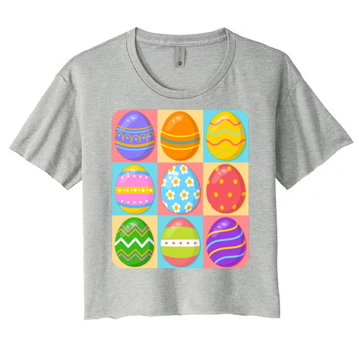 Cute Colorful Easter Egg Pop Art Women's Crop Top Tee