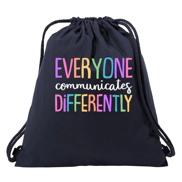 Colorful Cute Everyone Communicates Differently Drawstring Bag