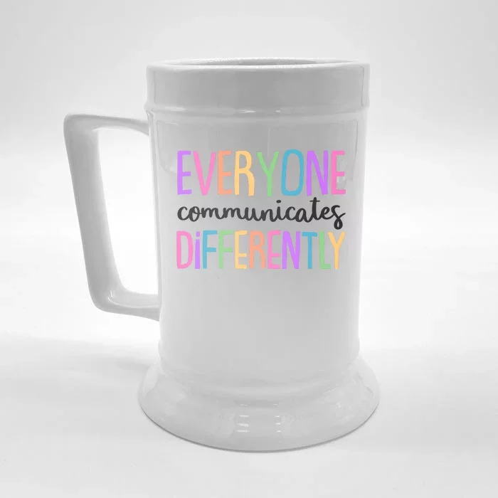 Colorful Cute Everyone Communicates Differently Front & Back Beer Stein