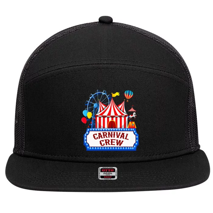 Carnival Crew For Carnival Birthday Theme Party Matching 7 Panel Mesh Trucker Snapback Hat