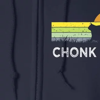 Chonk Cat Funny Cat Dad Meme Fluffiest Kitty Full Zip Hoodie