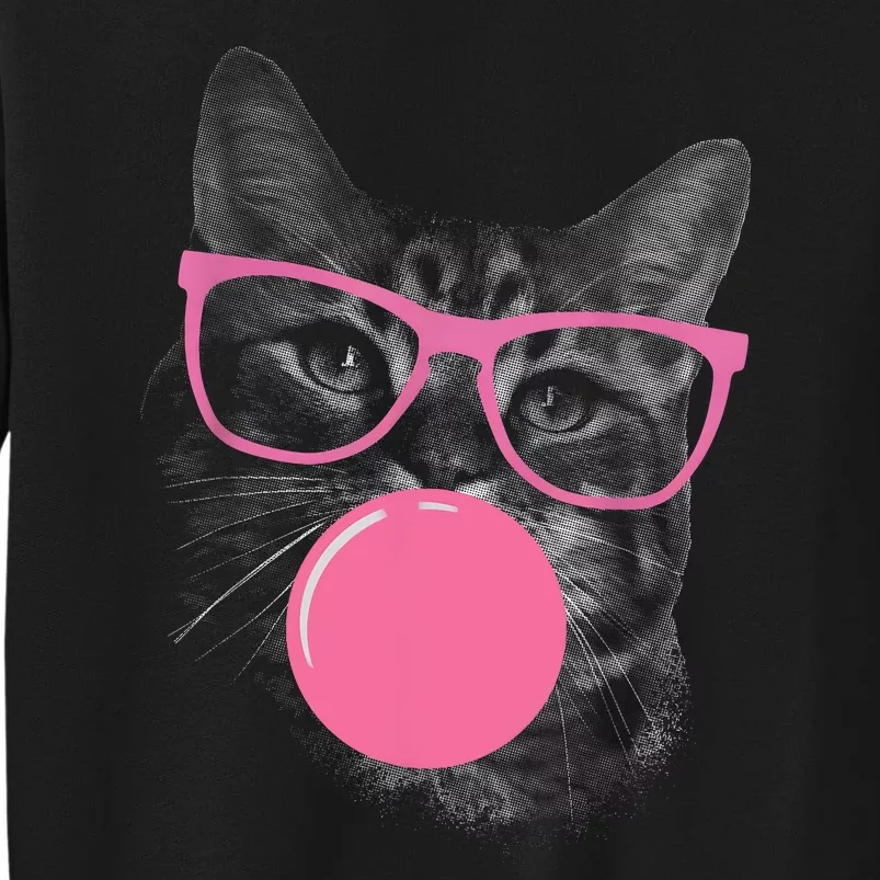 Cute Cat Face Eating Gum And Makes A Bubble Funny Cat Sweatshirt