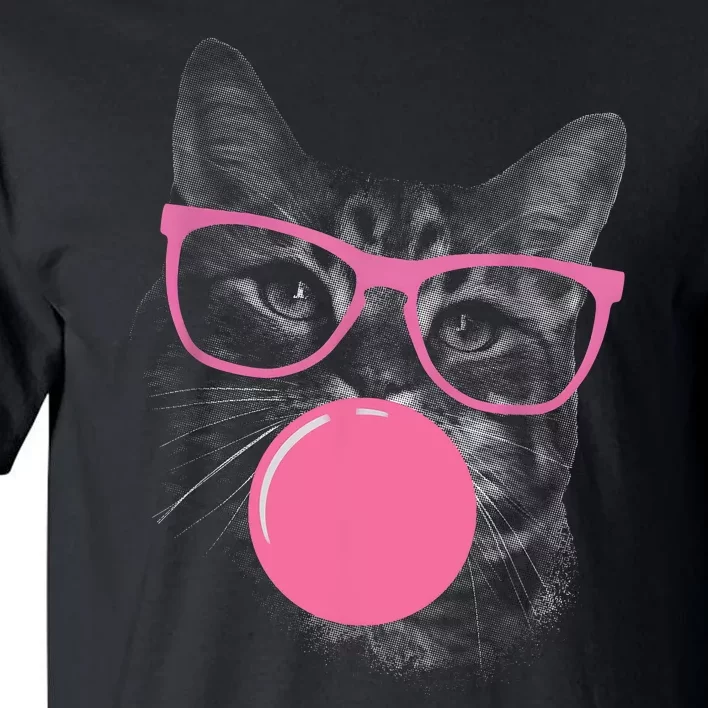 Cute Cat Face Eating Gum And Makes A Bubble Funny Cat Tall T-Shirt