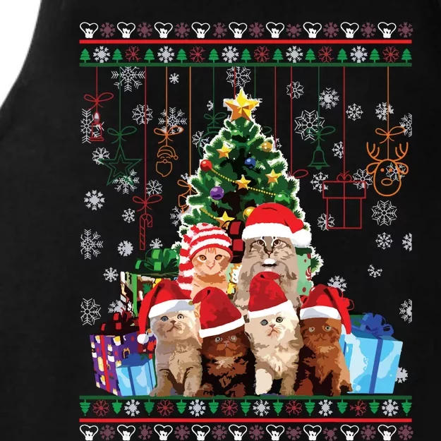 Cat Christmas Funny Ugly Women Merry Gift Ladies Tri-Blend Wicking Tank