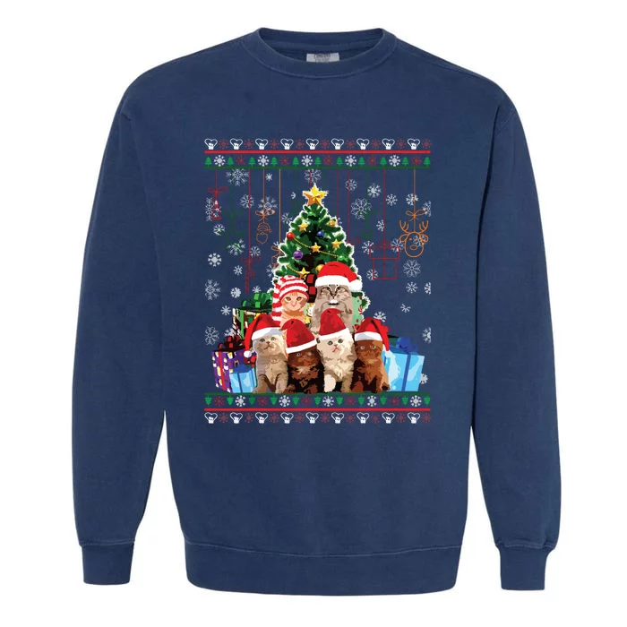 Cat Christmas Funny Ugly Women Merry Gift Garment-Dyed Sweatshirt