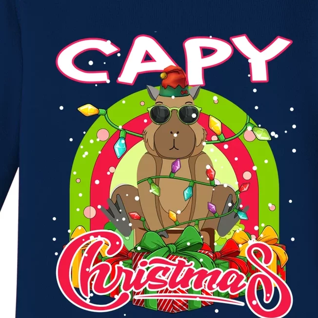 Capy Christmas Funny Capybara Funny Christmas Funny Gift Baby Long Sleeve Bodysuit