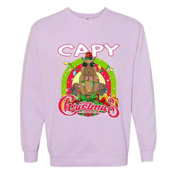 Capy Christmas Funny Capybara Funny Christmas Funny Gift Garment-Dyed Sweatshirt