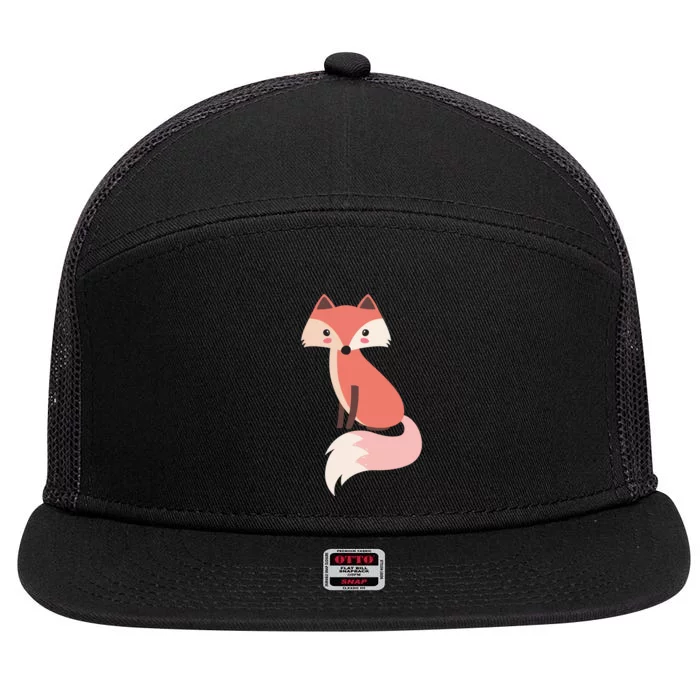 Cute Cartoon Fox Animal & Nature Lover Gift JDK0001 7 Panel Mesh Trucker Snapback Hat