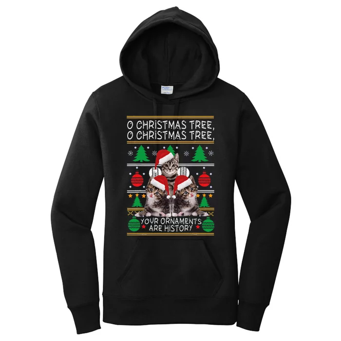 Cats Christmas Funny Ornaments Pajama Family Gift Women's Pullover Hoodie