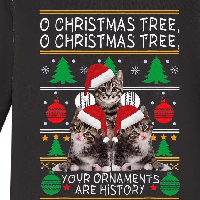 Cats Christmas Funny Ornaments Pajama Family Gift Baby Long Sleeve Bodysuit