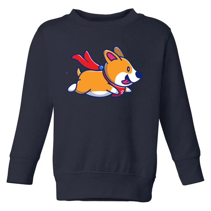 Cute Corgi Flying Cartoon Toddler Sweatshirt