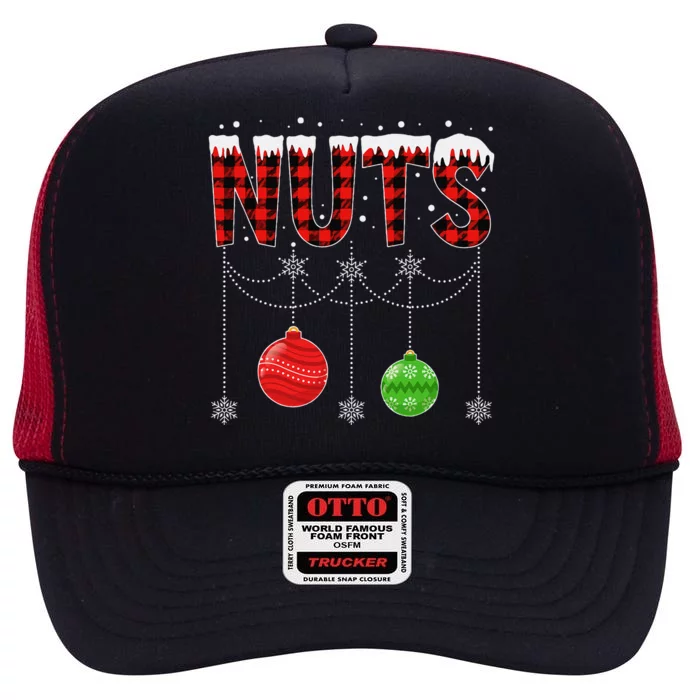 ChestNuts Christmas Funny Matching Couple Outfit Nuts High Crown Mesh Trucker Hat