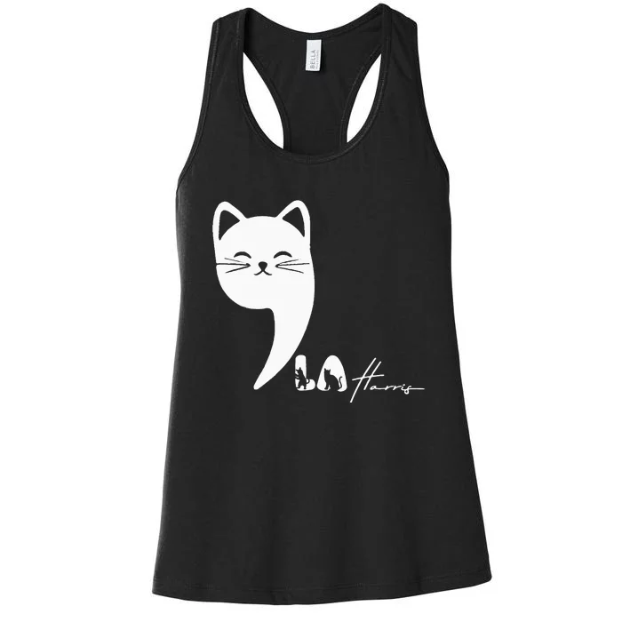 Cute Commala Funny Cat Comma La Women's Racerback Tank