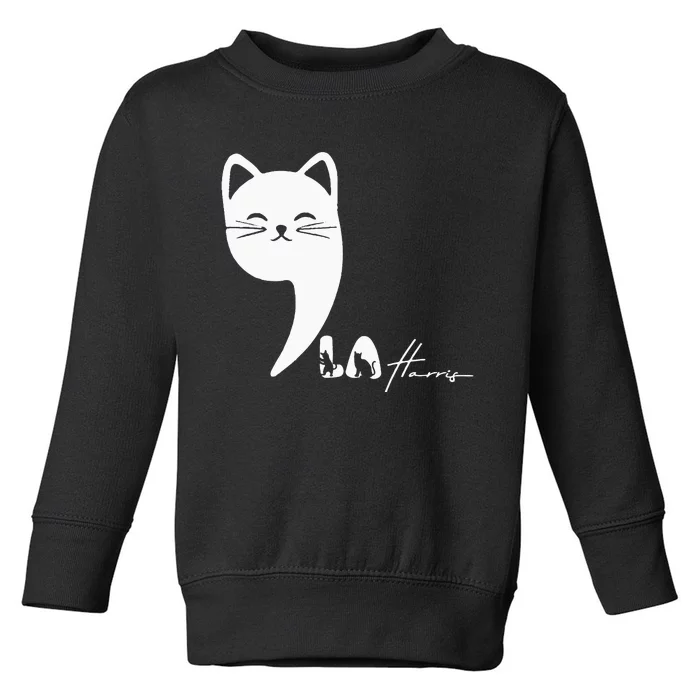 Cute Commala Funny Cat Comma La Toddler Sweatshirt