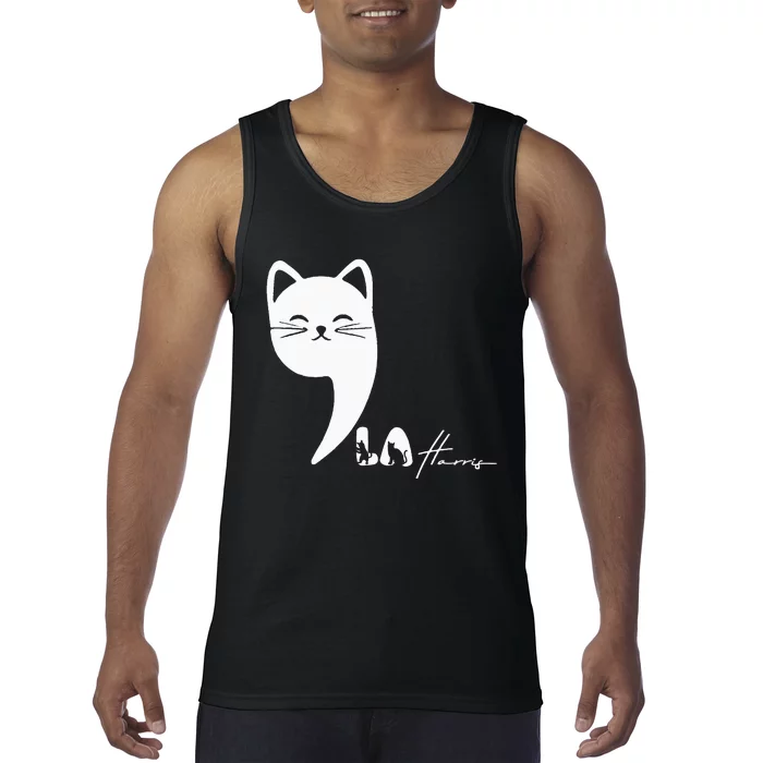 Cute Commala Funny Cat Comma La Tank Top