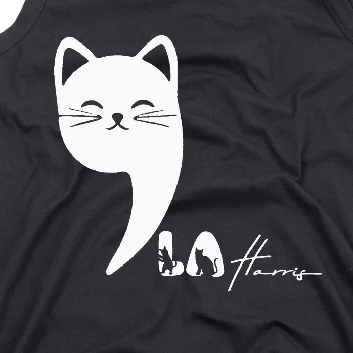 Cute Commala Funny Cat Comma La Tank Top