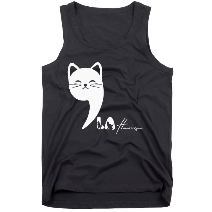 Cute Commala Funny Cat Comma La Tank Top