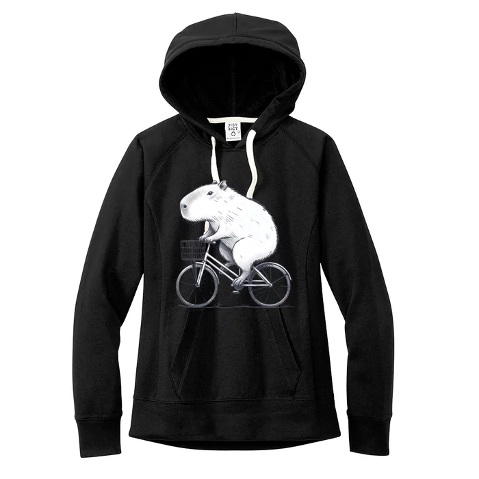 Cyclist Capybara Funny Whimsical Rat Biking Women's Fleece Hoodie