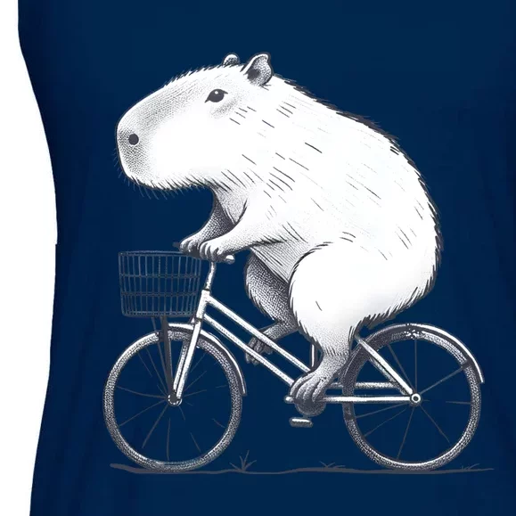 Cyclist Capybara Funny Whimsical Rat Biking Ladies Essential Flowy Tank