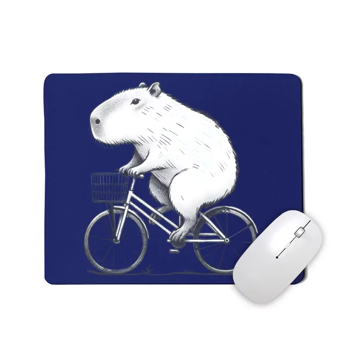 Cyclist Capybara Funny Whimsical Rat Biking Mousepad