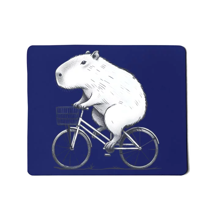 Cyclist Capybara Funny Whimsical Rat Biking Mousepad