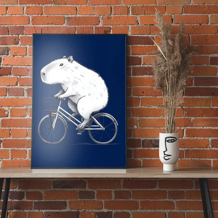 Cyclist Capybara Funny Whimsical Rat Biking Poster