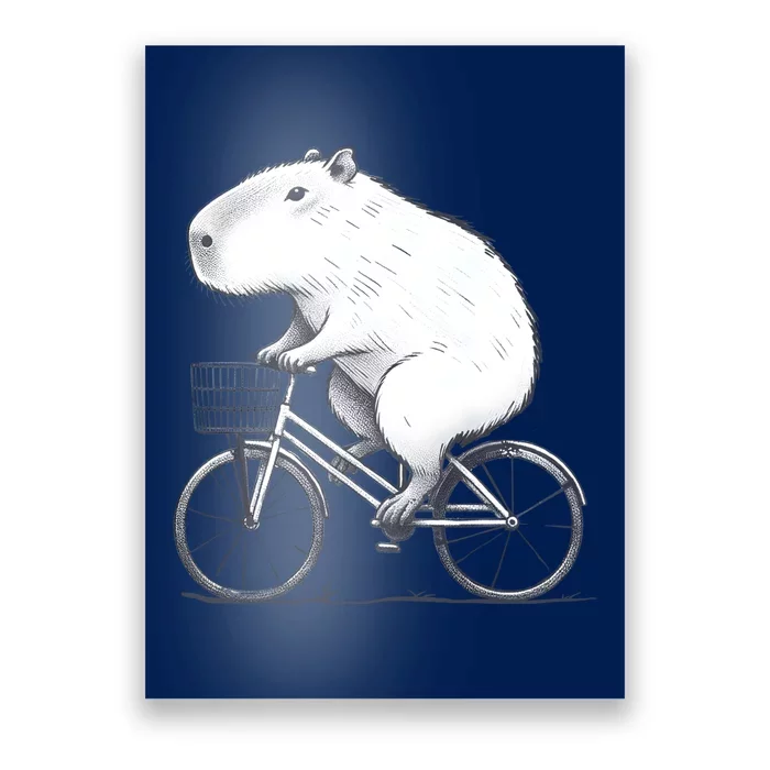 Cyclist Capybara Funny Whimsical Rat Biking Poster