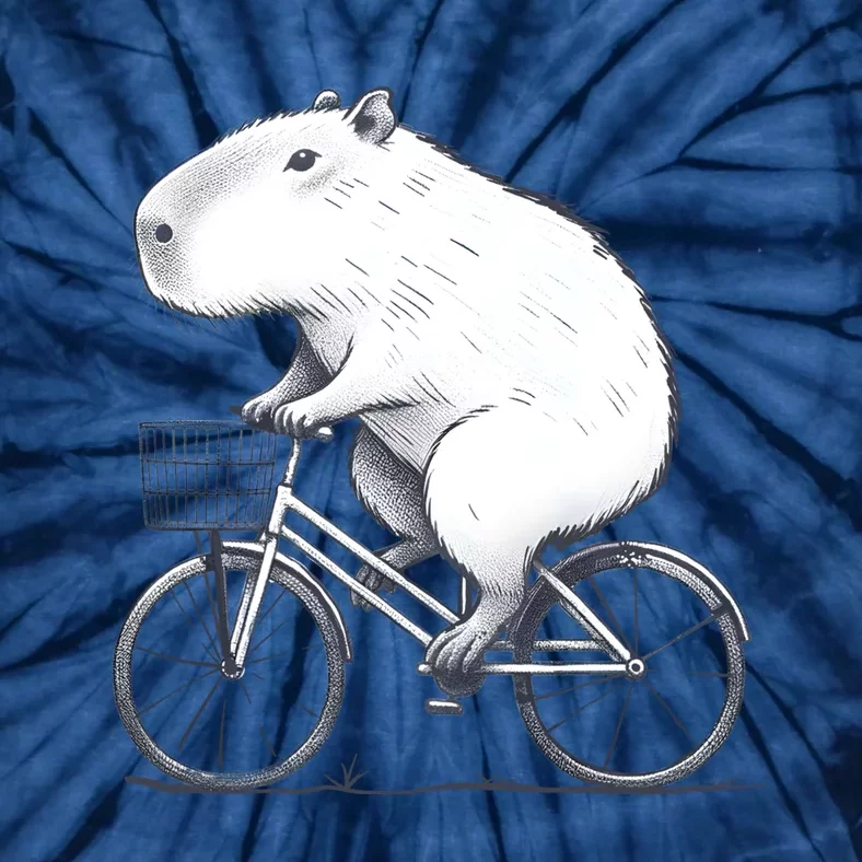 Cyclist Capybara Funny Whimsical Rat Biking Tie-Dye T-Shirt