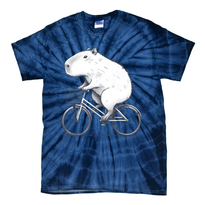 Cyclist Capybara Funny Whimsical Rat Biking Tie-Dye T-Shirt