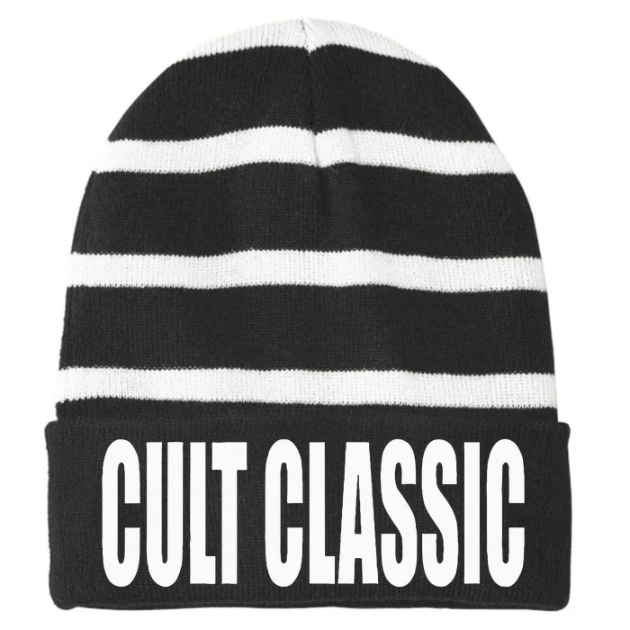 Cult Classic Funny Meme Quote Brat Summer Striped Beanie with Solid Band