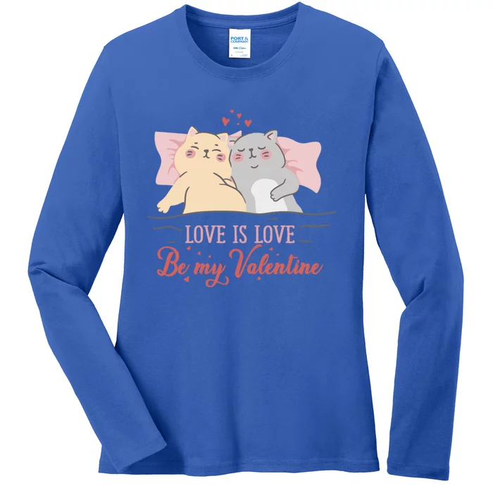 Cat Couple Funny Gift Love Is Love Funny Gift Valentine's Day Gift Ladies Long Sleeve Shirt