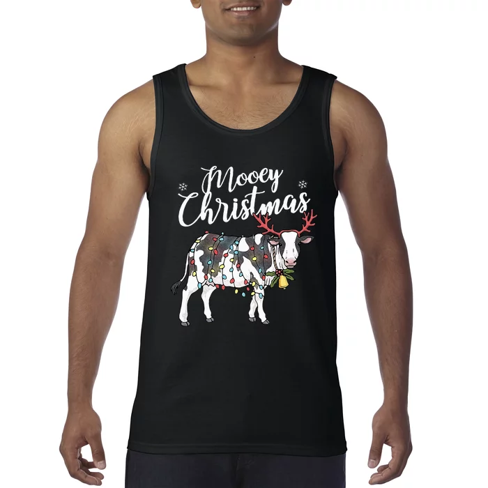 Cow Christmas Funny Mooey Xmas Lights Tank Top