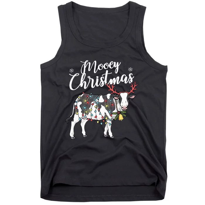 Cow Christmas Funny Mooey Xmas Lights Tank Top