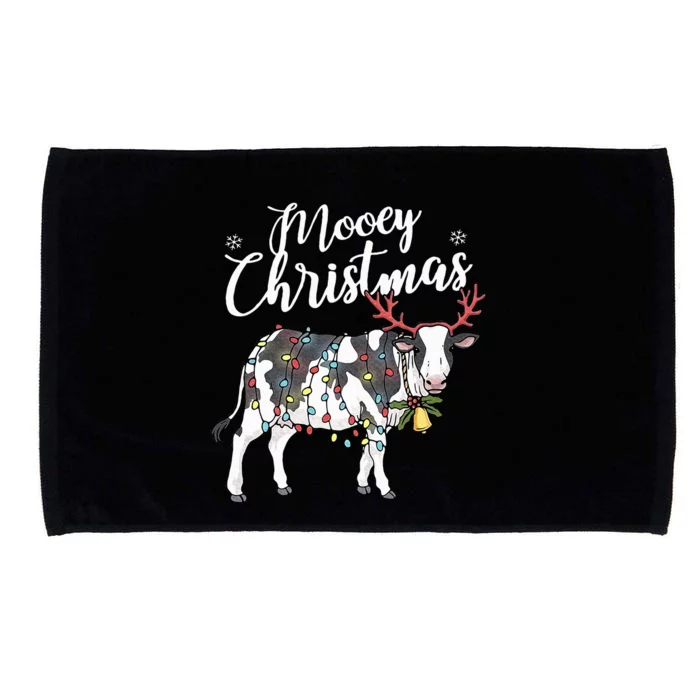 Cow Christmas Funny Mooey Xmas Lights Microfiber Hand Towel