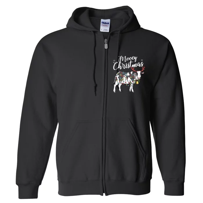 Cow Christmas Funny Mooey Xmas Lights Full Zip Hoodie