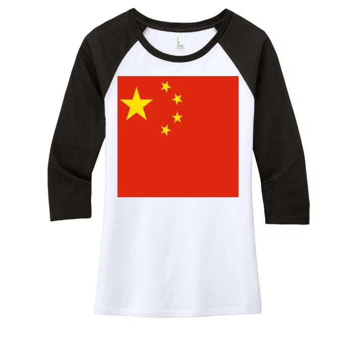 China Country Flag Women's Tri-Blend 3/4-Sleeve Raglan Shirt