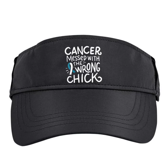 Cervical Cancer Fighter Chemo Gift White and Teal Ribbon Adult Drive Performance Visor