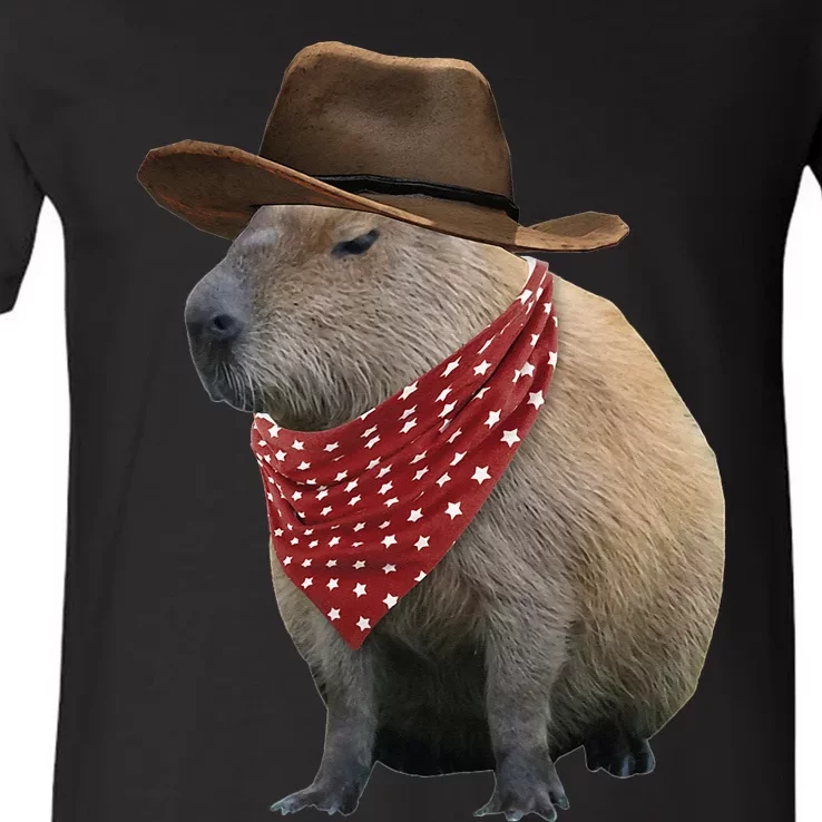 Cow Capybara Funny Howdy Capy V-Neck T-Shirt